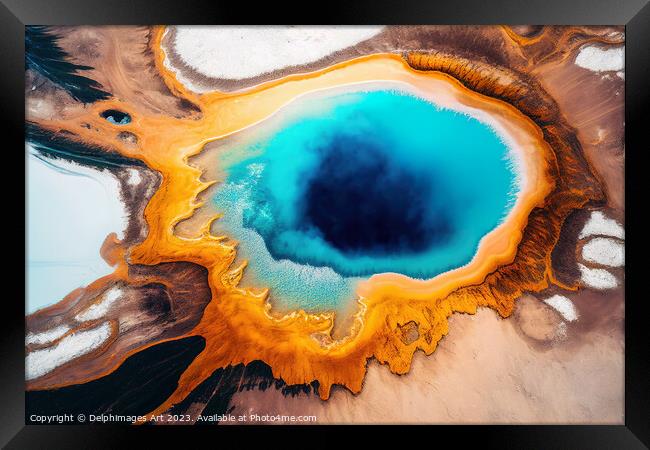 Yellowstone colorful hot spring pool Framed Print by Delphimages Art