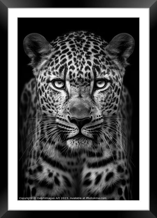 Leopard front portrait Framed Mounted Print by Delphimages Art