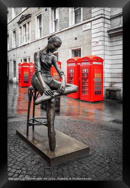 Ballerina statue in Covent Garden, London Framed Print by Delphimages Art