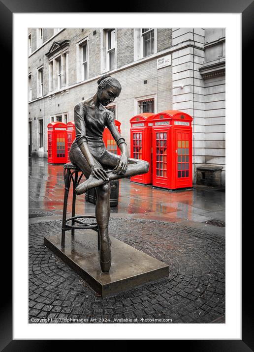 Ballerina statue in Covent Garden, London Framed Mounted Print by Delphimages Art