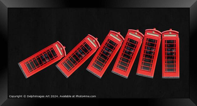 London phone booths, domino effect Framed Print by Delphimages Art