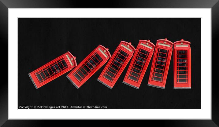 London phone booths, domino effect Framed Mounted Print by Delphimages Art