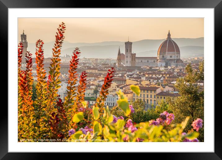 Florence Duomo at sunset, Tuscany, Italy Framed Mounted Print by Delphimages Art