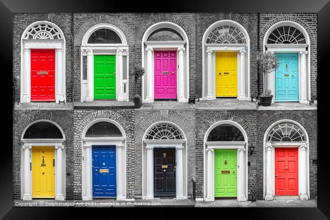 Dublin. Collection of colourful georgian doors Framed Print by Delphimages Art