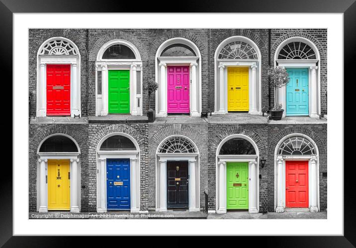 Dublin. Collection of colourful georgian doors Framed Mounted Print by Delphimages Art