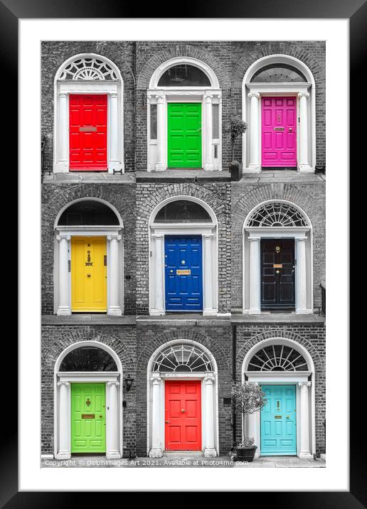 Dublin, Ireland. Collection of georgian doors Framed Mounted Print by Delphimages Art
