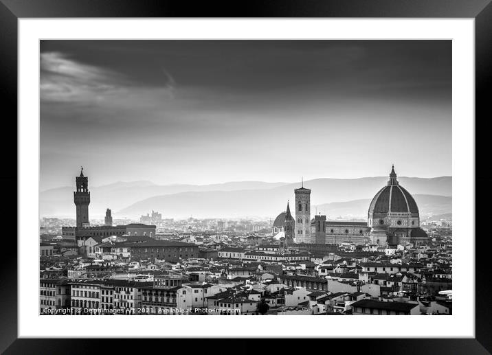 Florence Duomo black and white, Italy Framed Mounted Print by Delphimages Art