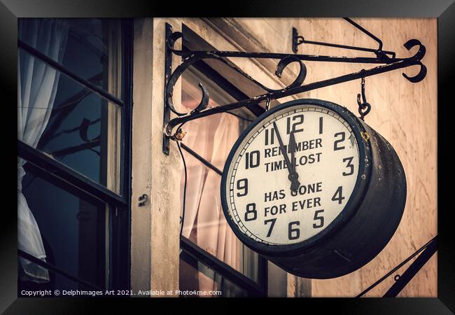 Time has gone, vintage street clock Framed Print by Delphimages Art