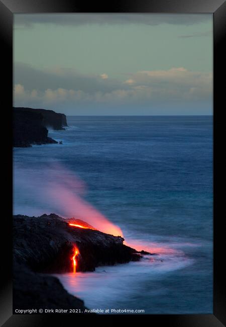 Lava flowing into the sea Framed Print by Dirk Rüter