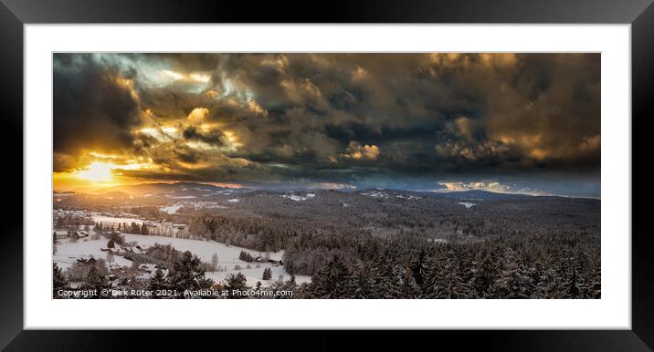 Sunset in the Bavarian Forest Framed Mounted Print by Dirk Rüter