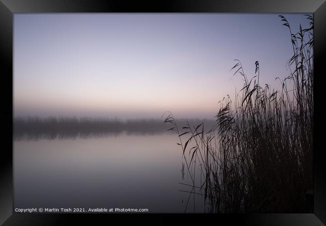 Silence. River, reeds and mist Framed Print by Martin Tosh