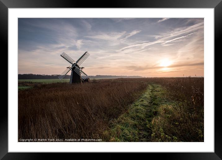 Rising. Dawn at Herringfleet mill Framed Mounted Print by Martin Tosh