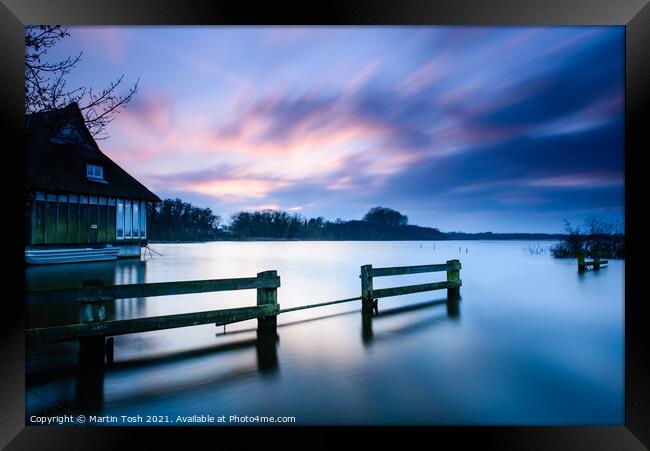 Still Moving- Long exposure at sunset on Ranworth Broad Framed Print by Martin Tosh