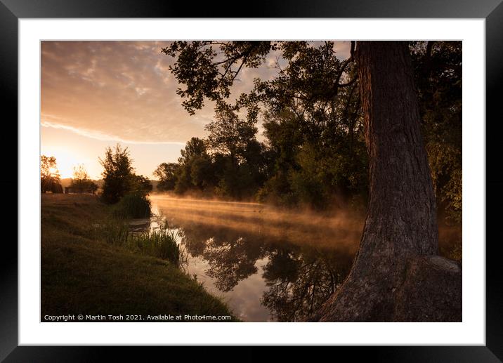 River Stour - sun through the mist on the river Framed Mounted Print by Martin Tosh
