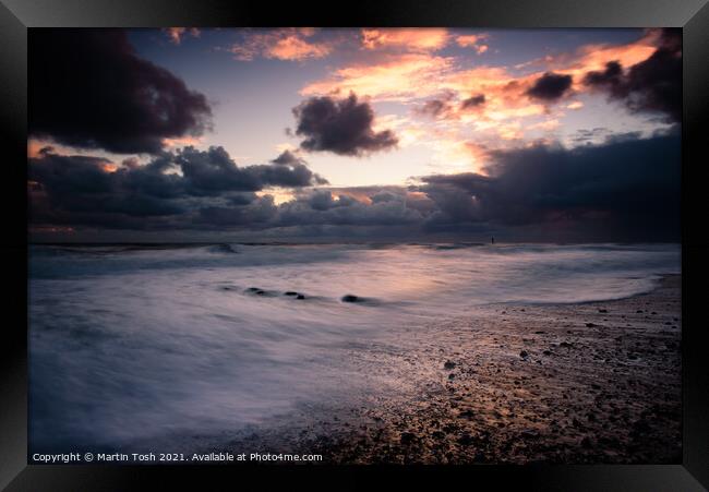 Mundesley beach- stormy clouds Framed Print by Martin Tosh