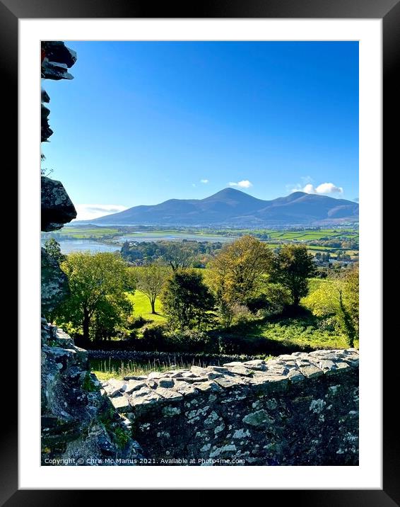 Mourne Mountains Newcastle from the castle Framed Mounted Print by Chris Mc Manus
