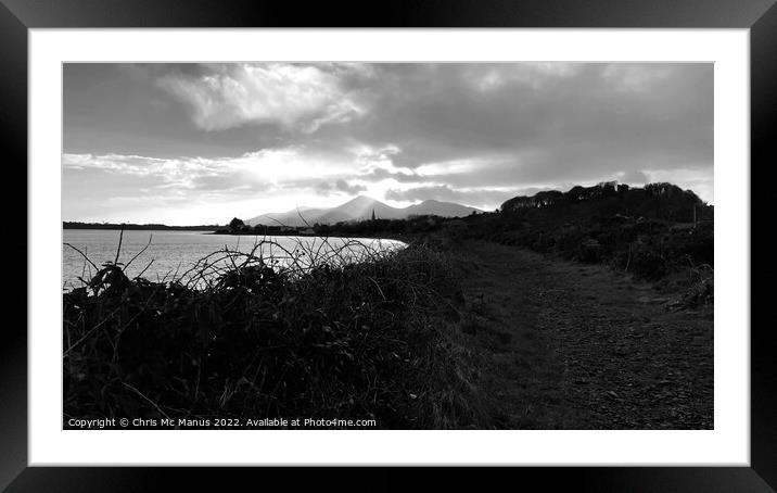 Sunbeams Behind Mourne Mountains Framed Mounted Print by Chris Mc Manus