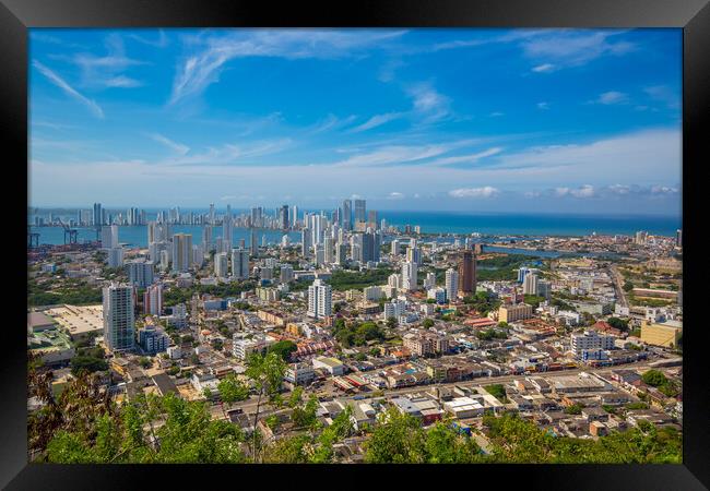Colombia, scenic view of Cartagena cityscape, modern skyline Framed Print by Elijah Lovkoff