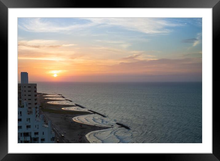 Scenic view of Cartagena beaches and playas at sunset  Framed Mounted Print by Elijah Lovkoff