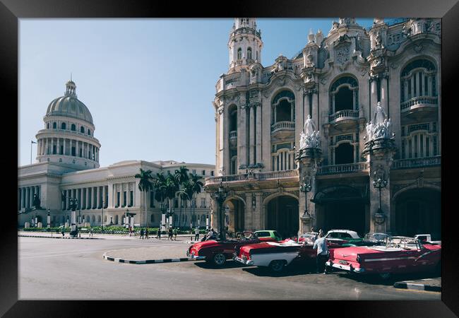 Havana, Famous colorful Taxis Framed Print by Elijah Lovkoff