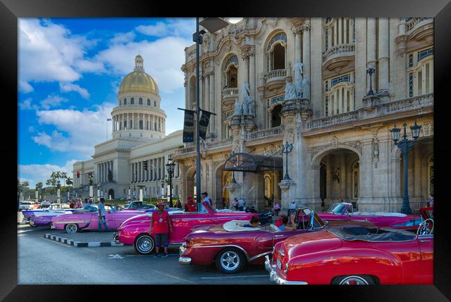 Havana, Vintage colorful taxis  Framed Print by Elijah Lovkoff