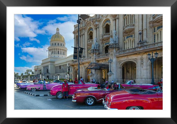 Havana, Vintage colorful taxis  Framed Mounted Print by Elijah Lovkoff