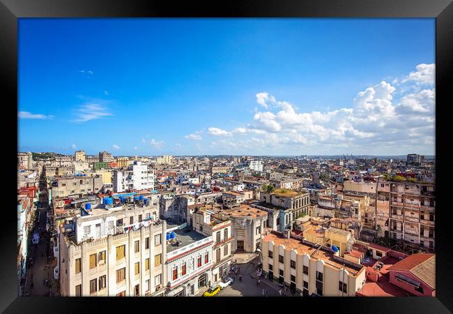Panoramic view of an Old Havana and colorful Old Havana streets  Framed Print by Elijah Lovkoff