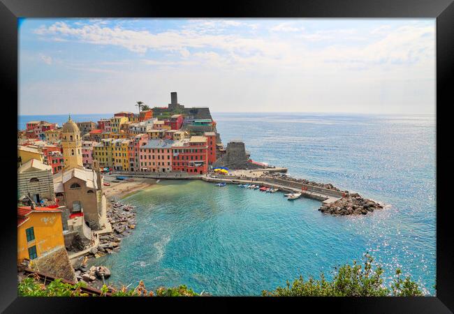 Scenic Vernazza shoreline Framed Print by Elijah Lovkoff