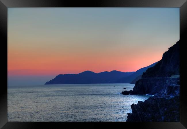 Italy, Riomaggiore scenic sunsets Framed Print by Elijah Lovkoff