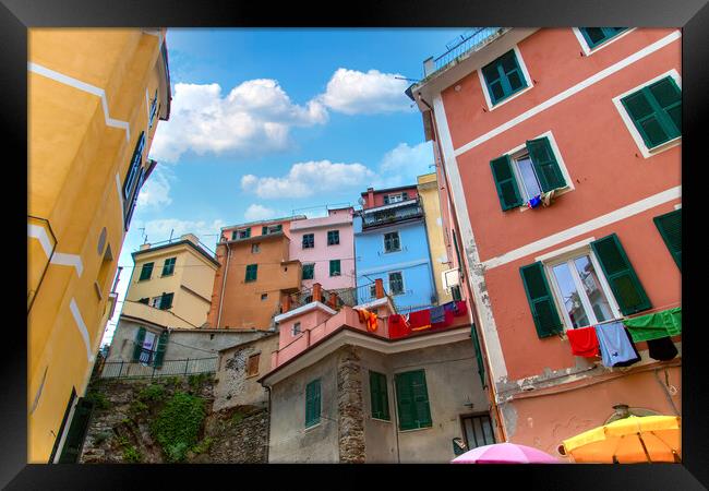 Italy, Beautiful colorful Vernazza streets in Cinque Terre Framed Print by Elijah Lovkoff