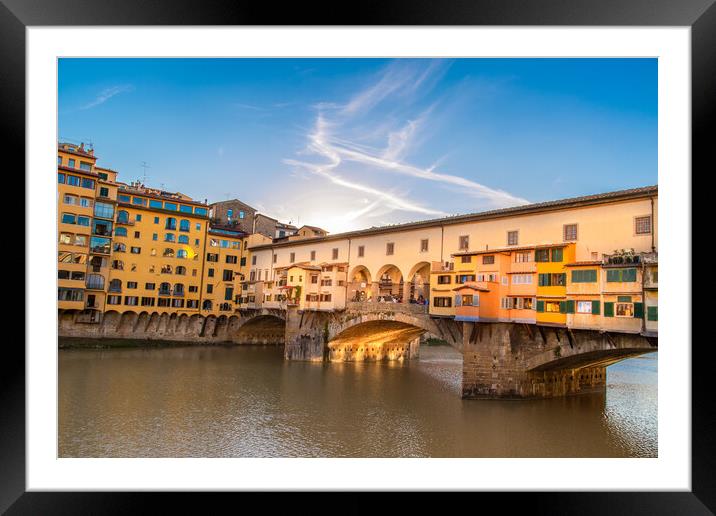 Scenic beautiful Ponte Vecchio bridg in Florernce Framed Mounted Print by Elijah Lovkoff