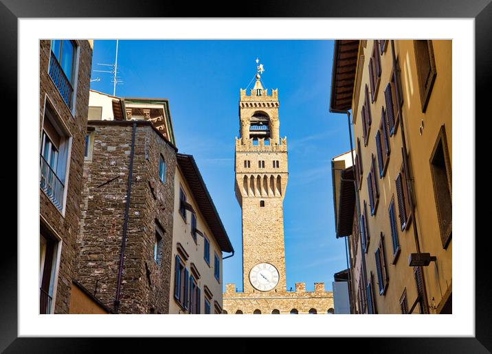 Florence streets near landmark bridge Ponte Vecchio Framed Mounted Print by Elijah Lovkoff