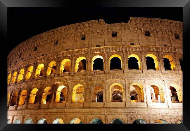 Famous coliseum of Rome at night Framed Print by Elijah Lovkoff