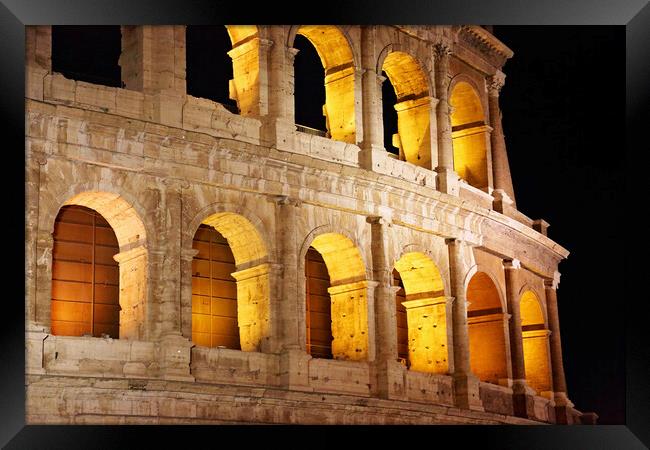 Famous coliseum of Rome at night Framed Print by Elijah Lovkoff