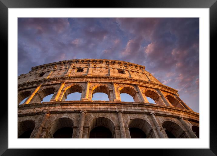 Famous Coliseum Colosseum of Rome at early sunset Framed Mounted Print by Elijah Lovkoff