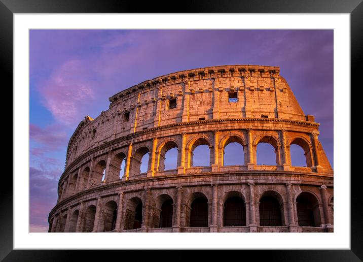 Famous Coliseum Colosseum of Rome at early sunset Framed Mounted Print by Elijah Lovkoff