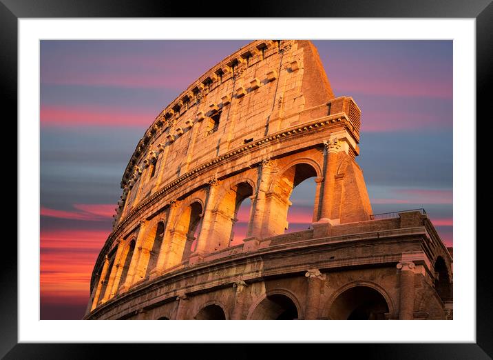 Famous Coliseum (Colosseum) of Rome at early sunset Framed Mounted Print by Elijah Lovkoff