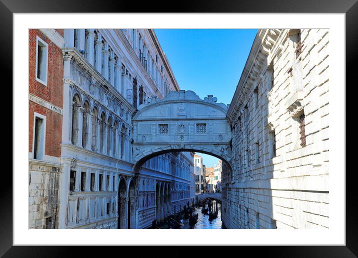 Venice, Landmark Bridge of Sighs Framed Mounted Print by Elijah Lovkoff