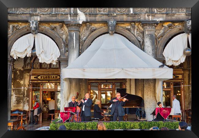 Venice, Italy, Musicians entertaining tourists Framed Print by Elijah Lovkoff