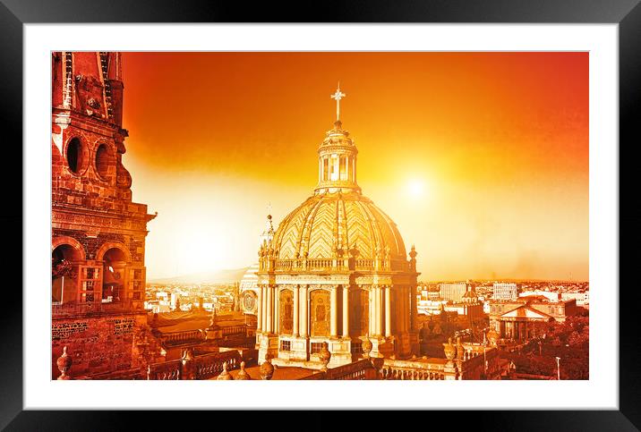 Landmark Guadalajara Central Cathedral Framed Mounted Print by Elijah Lovkoff