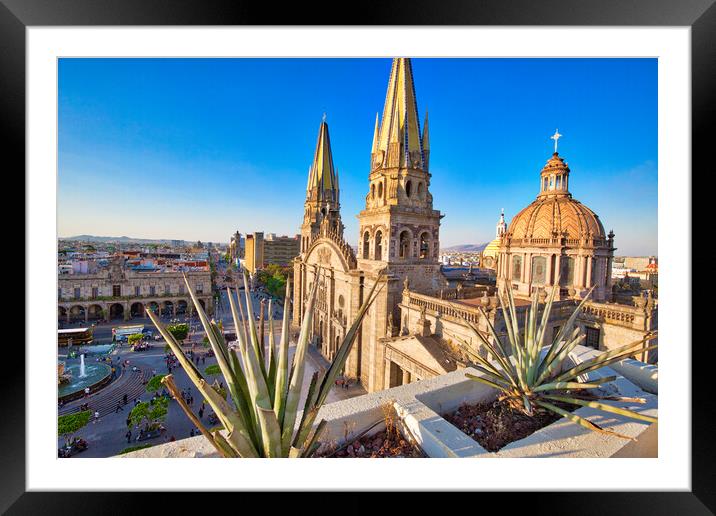 Guadalajara, Central Landmark Cathedral Framed Mounted Print by Elijah Lovkoff