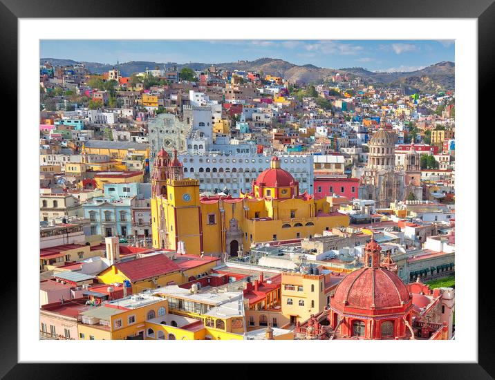 Guanajuato panoramic view from a scenic city lookout Framed Mounted Print by Elijah Lovkoff