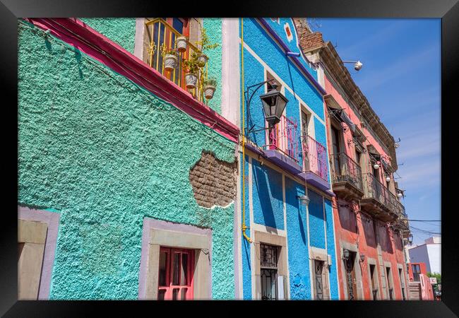 Guanajuato  cobbled streets and traditional colorful colonial  archit Framed Print by Elijah Lovkoff