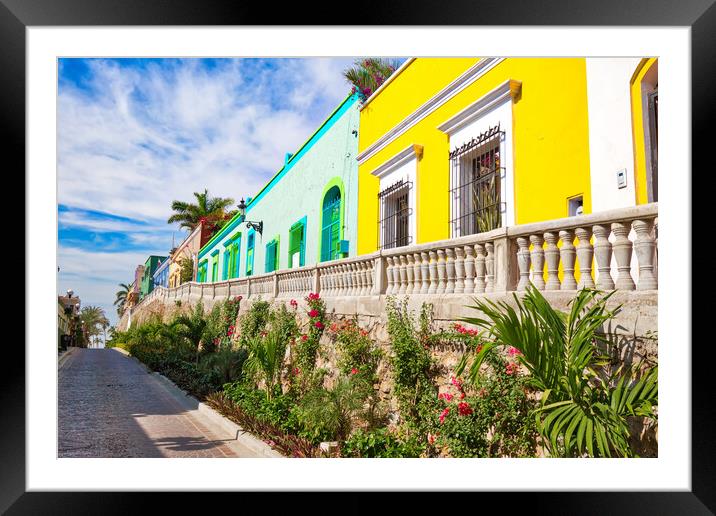 Mexico, Mazatlan, Colorful old city streets in historic city center Framed Mounted Print by Elijah Lovkoff