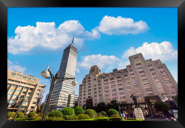 Landmark tower Torre Latinoamericana near the Alameda Central Park Framed Print by Elijah Lovkoff