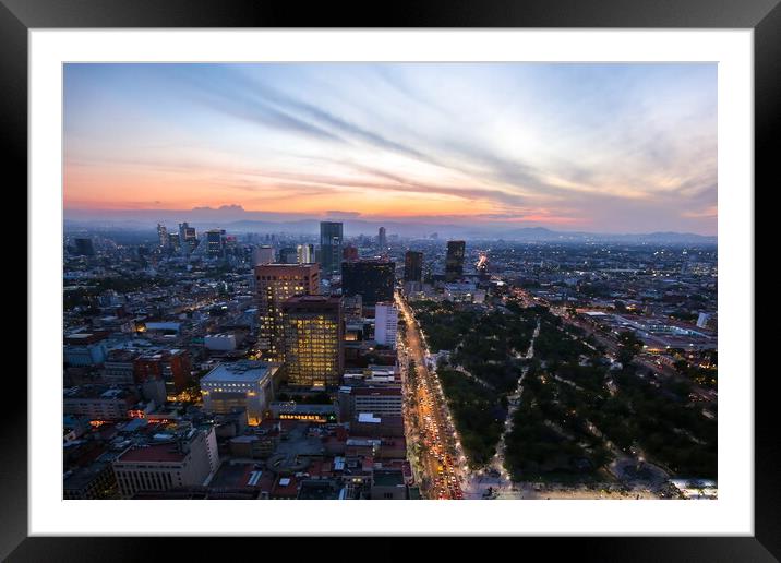 Panoramic view of Mexico City Framed Mounted Print by Elijah Lovkoff