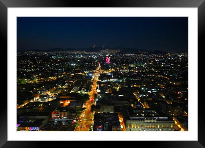 Mexico City panoramic view from a city observation deck Framed Mounted Print by Elijah Lovkoff