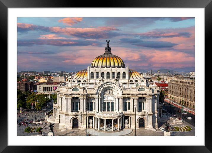 Mexico City, Landmark Palace of Fine Arts Palacio de Bellas Artes in Alameda Central Park near Mexico City Zocalo Historic Center Framed Mounted Print by Elijah Lovkoff