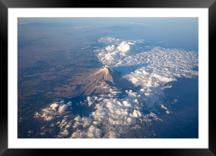 A scenic aerial view of Popocatepetl, a second highest peak in Mexico Framed Mounted Print by Elijah Lovkoff