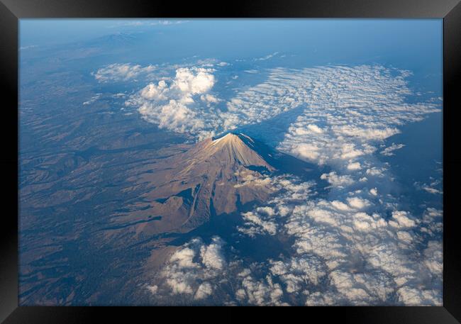 A scenic aerial view of Popocatepetl, a second highest peak in Mexico Framed Print by Elijah Lovkoff